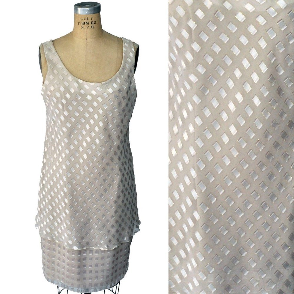 Vintage Patra Petites 80s Sleeveless Cream Dress